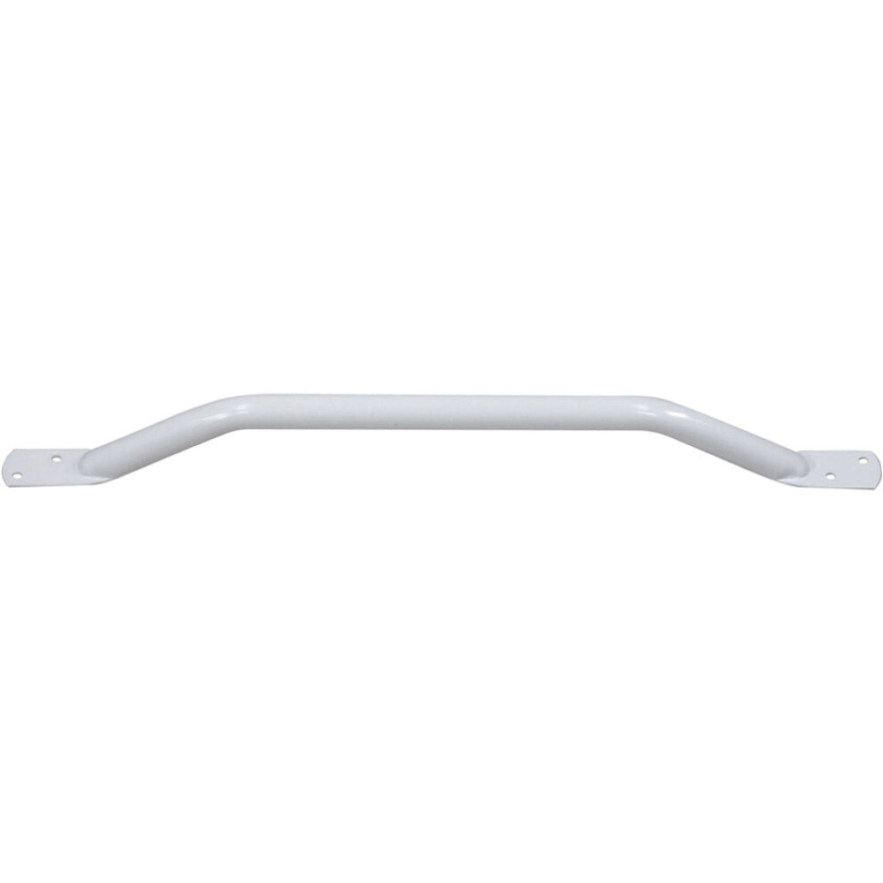 White Steel Pipe Grab Bar - 600mm Length - Rounded Safety Ends - Epoxy Coating