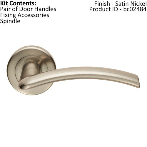 Loops PAIR Flat Arched Style Handle on Round Rose Concealed Fix Satin Nickel 1
