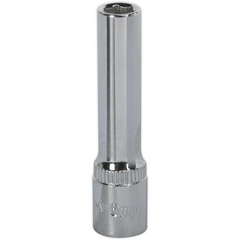 6mm Forged Steel DEEP Drive Socket - 1/4" Square Drive Polished Chrome Vanadium