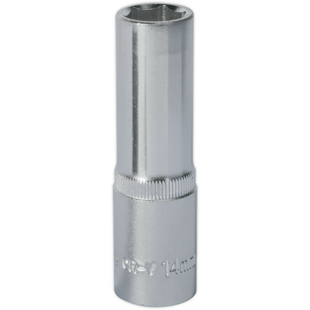 14Mm Steel Deep Drive Socket - 1/2" Square Drive - Chrome Vanadium Socket 5056581905857
