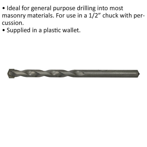 Loops 7 x 100mm Rotary Impact Drill Bit - Straight Shank - Masonry Material Drill 1