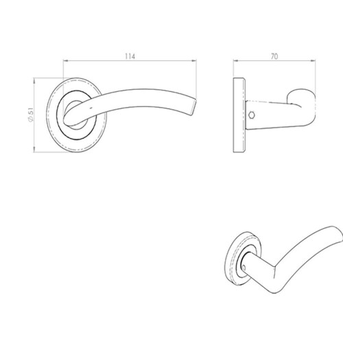 Loops PAIR Flat Arched Style Handle on Round Rose Concealed Fix Satin Nickel 2