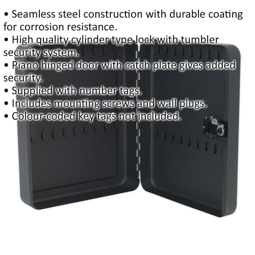 Loops Wall Mounted Locking Mini Key Cabinet Safe - 36 Key Capacity 3 Digit Combination 1