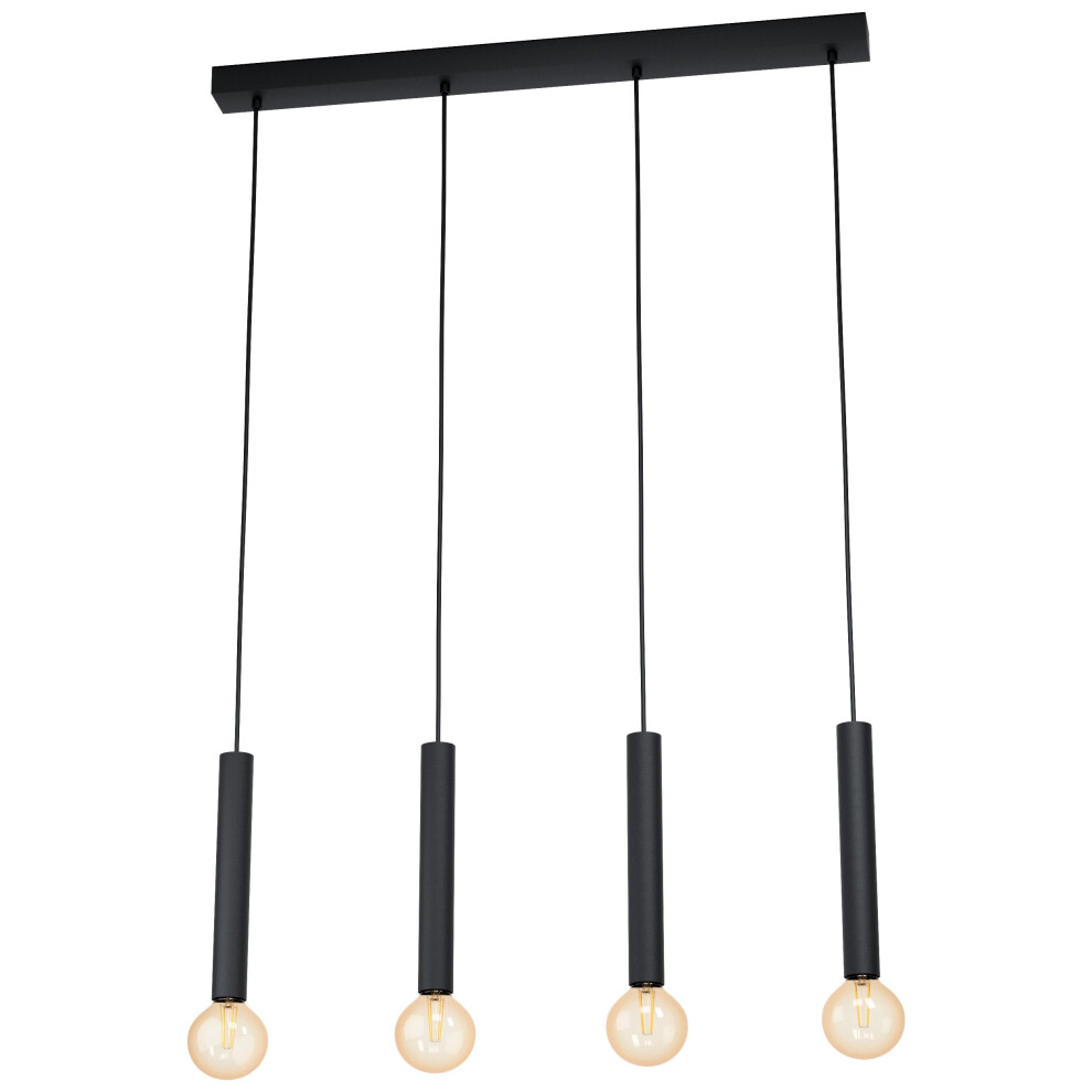Loops Unisex Black Pendant Ceiling Light Long Bulb Holders Kitchen Bulb E27 4X60w Size 4 - Image 2