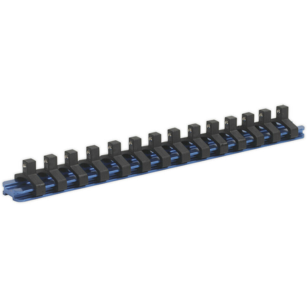 1/4" Square Drive Bit Holder - 14x Socket MAX - Retaining Rail Bar Storage Strip