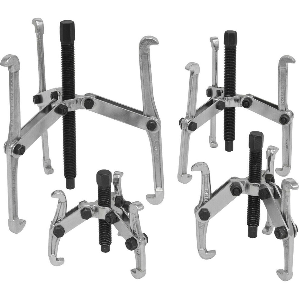 4 Piece Triple Leg Gear Puller Set - Reversible - Carbon Steel - Hex Head Screws