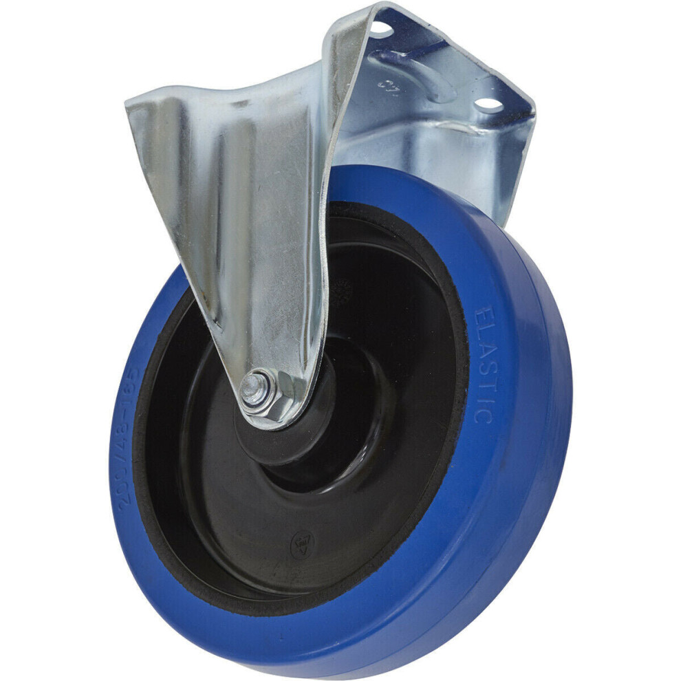 200mm Fixed Plate Castor Wheel - Heavy Duty Polymer & Elastic - 46mm Tread