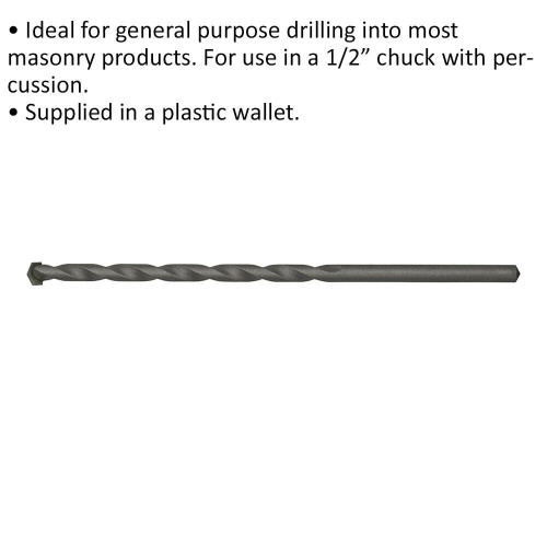 Loops 7 x 150mm Rotary Impact Drill Bit - Straight Shank - Masonry Material Drill 1