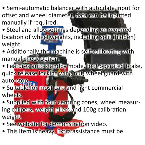 Loops Semi Automatic Wheel Balancer - 28" Max Wheel Rim - Self Calibrating Alignment 1