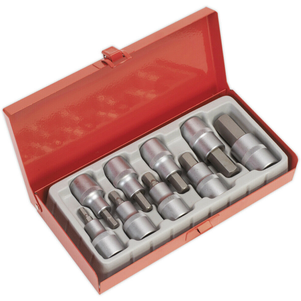 9 PACK Ball-End Hex Socket Bit Set - 1/2" Square Drive - 5mm to 17mm Long Allen