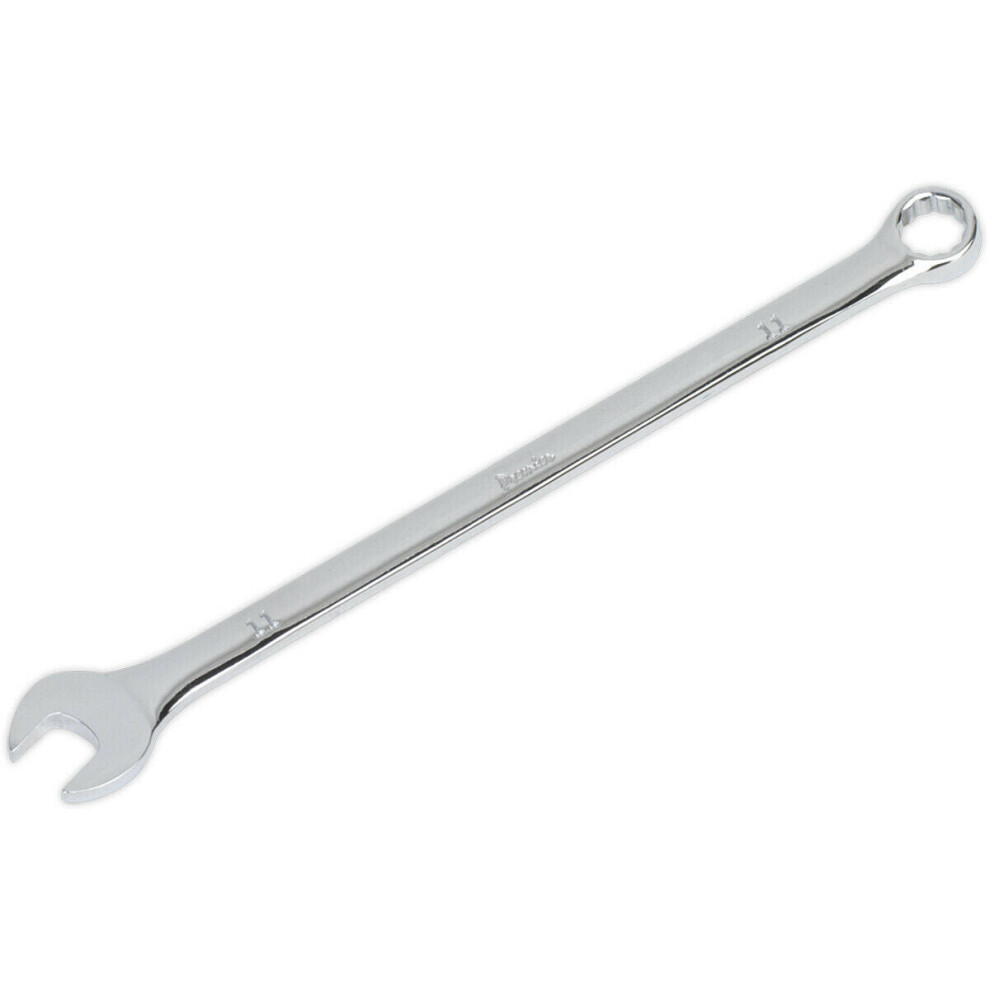 11mm x 207mm Extra Long Combination Spanner -  Chrome Vanadium Steel Nut Wrench