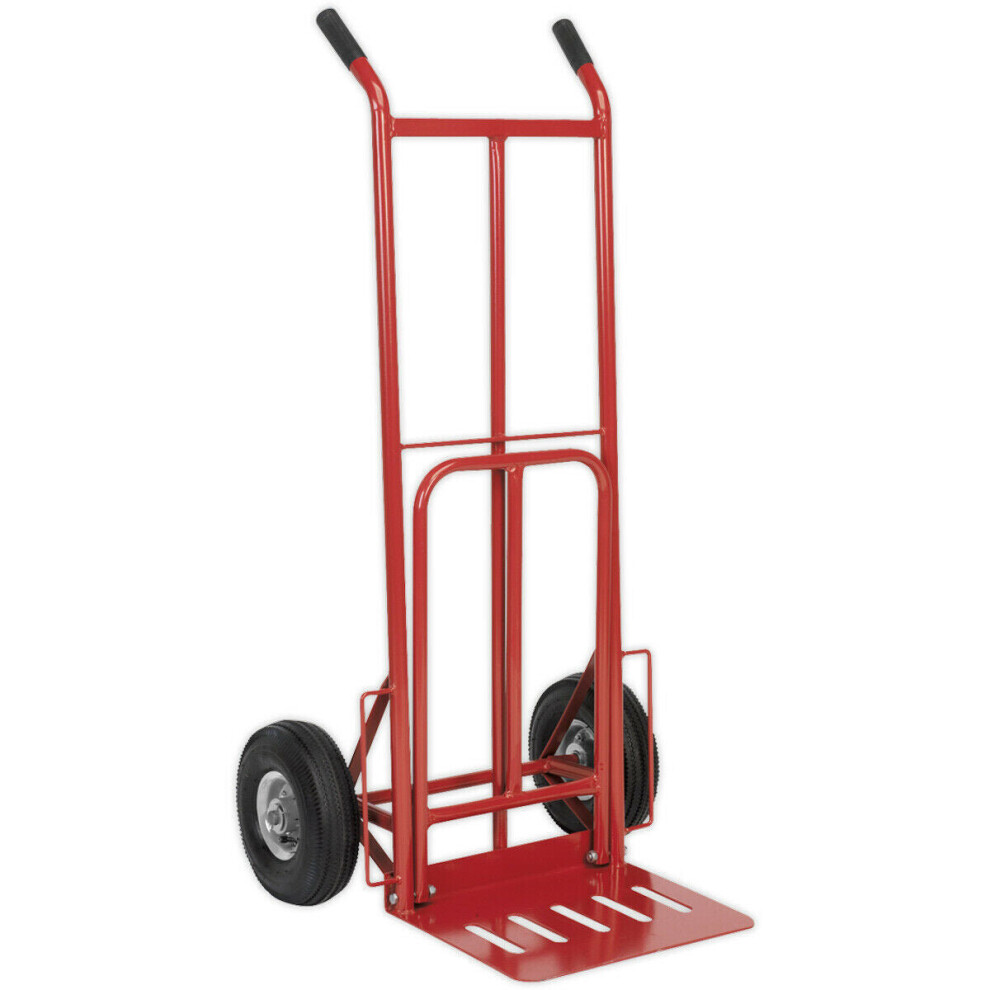 250kg Heavy Duty Folding Sack Truck & Pneumatic Tyres - Extra Deep Box Shelf