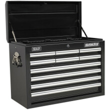 660 x 315 x 485mm BLACK 10 Drawer Topchest Tool Chest Lockable Storage Cabinet