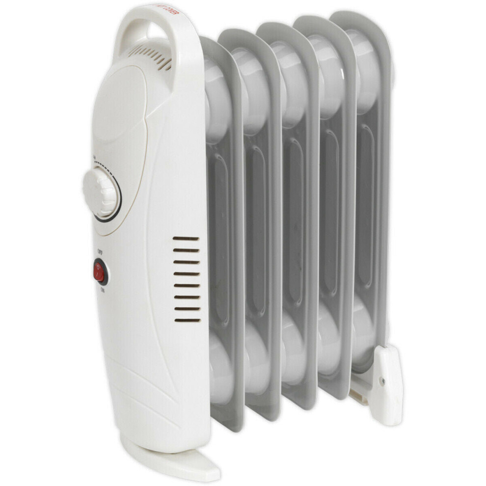 800W 6 Element Mini Oil-Filled Radiator - Thermostat Control - Auto Shut Off