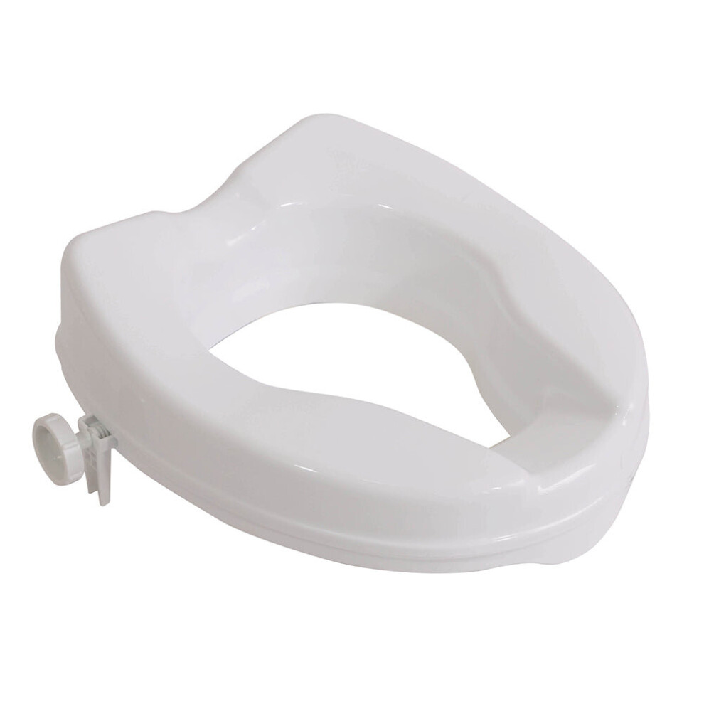 Aidapt Ergonomic Raised White Plastic Toilet Seat - 2 Inch Height - Easy Install