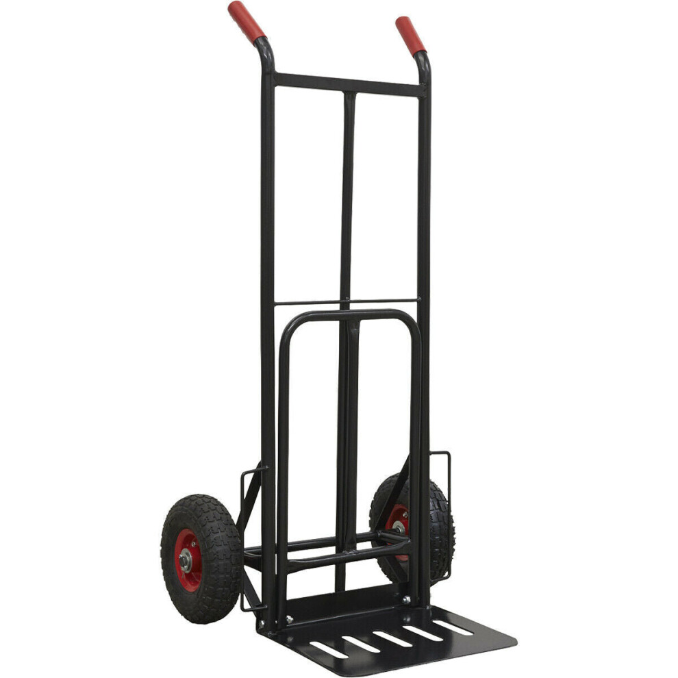 300kg Heavy Duty Folding Sack Truck & SOLID PU Tyres - Extra Deep Box Shelf