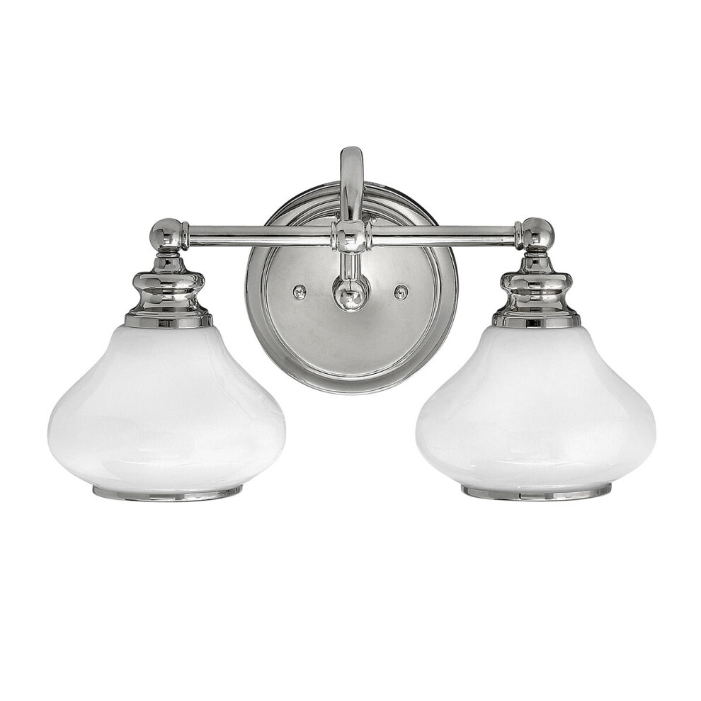 Loops Ip44 Twin Wall Light Cased Opal Glass Shades Polished Chrome Led G9 3.5W