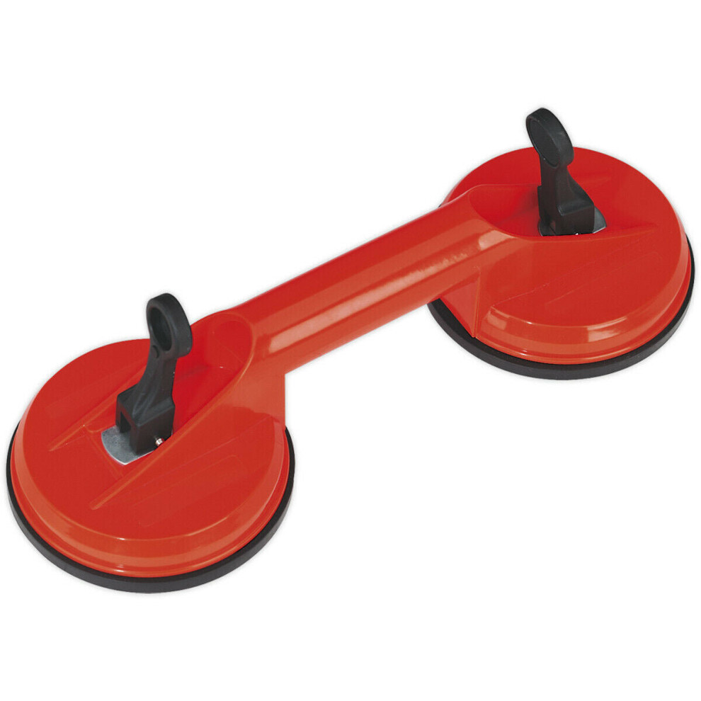 Rubber Suction Gripper Tool - Twin 120mm Heads - Locking Handle - 40kg Limit