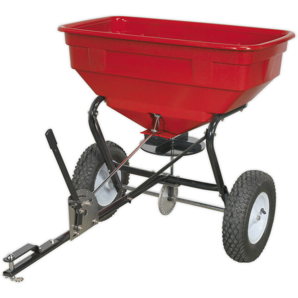 Tow Behind Broadcaster Spreader - 57kg Capacity Hopper - 360 Degree Spray