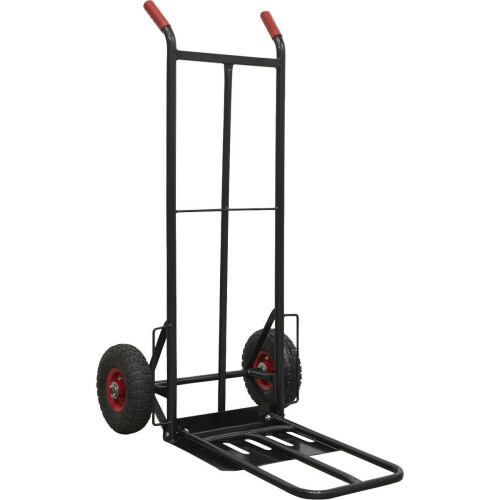 Loops 300kg Heavy Duty Folding Sack Truck & SOLID PU Tyres - Extra Deep Box Shelf 2