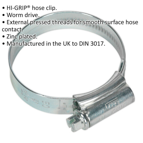 Loops 20 PACK Zinc Plated Hose Clip - 35 to 50mm Diameter - External Pressed Threads 1