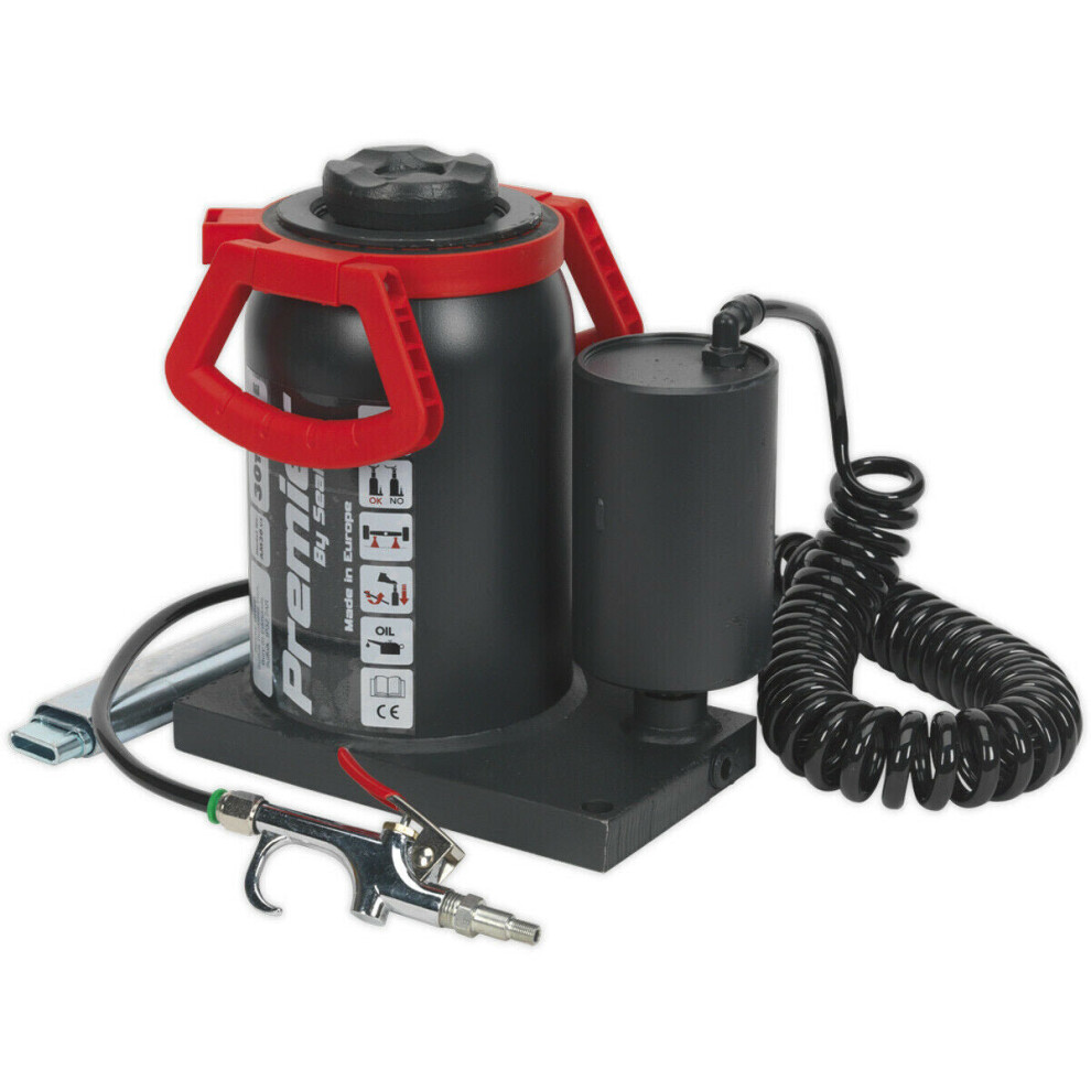 30 Tonne Hydraulic Bottle Jack - Air Or Manual Operation - 455Mm Maximum Height 5056524256312
