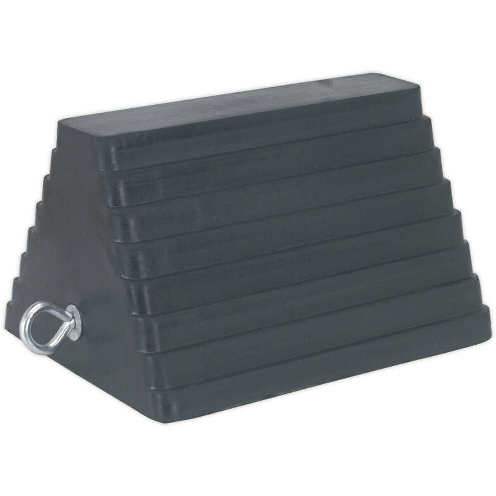 Heavy Duty Rubber Wheel Chock - 3.8Kg - Nylon Reinforced - Eye Bolt For Chain 5056581946935