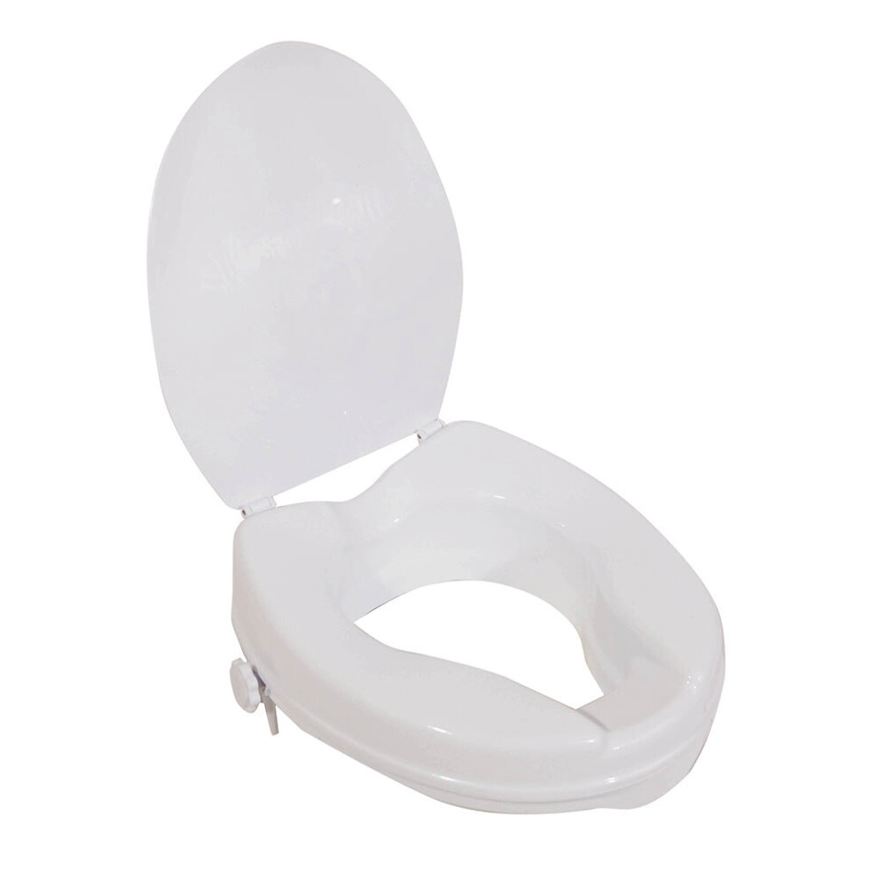 Aidapt Ergonomic Raised Plastic Toilet Seat With Lid - 2 Inch Height - Easy Install