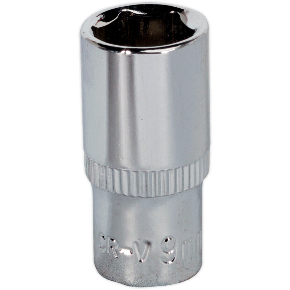 9Mm Forged Steel Drive Socket - 1/4" Square Drive - Polished Chrome Vanadium 5056581922939
