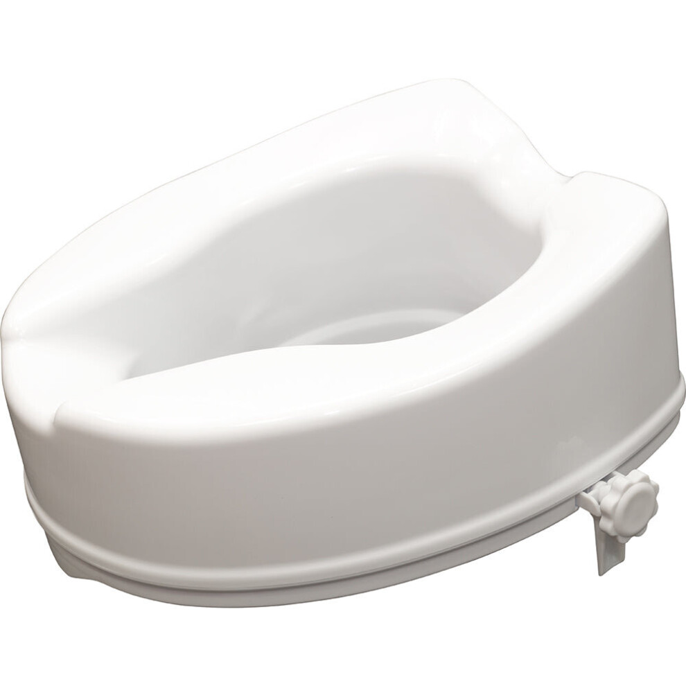 Ergonomic Raised White Plastic Toilet Seat - 6 Inch Height - Easy Install