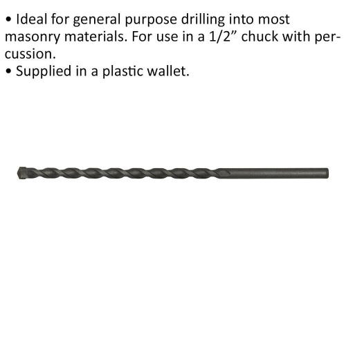 Loops 8 x 200mm Rotary Impact Drill Bit - Straight Shank - Masonry Material Drill 1