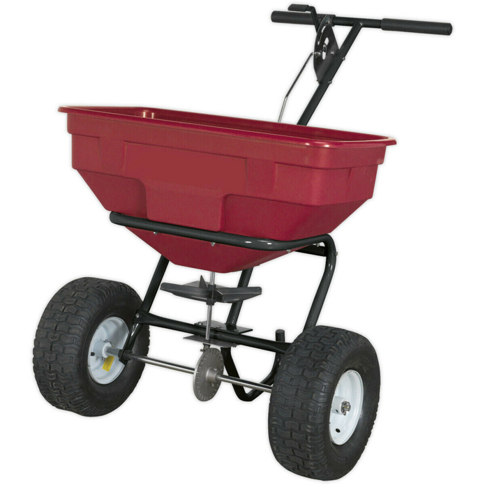 Walk Behind Broadcast Spreader - 57kg Capacity Hopper - 360 Degree Spray