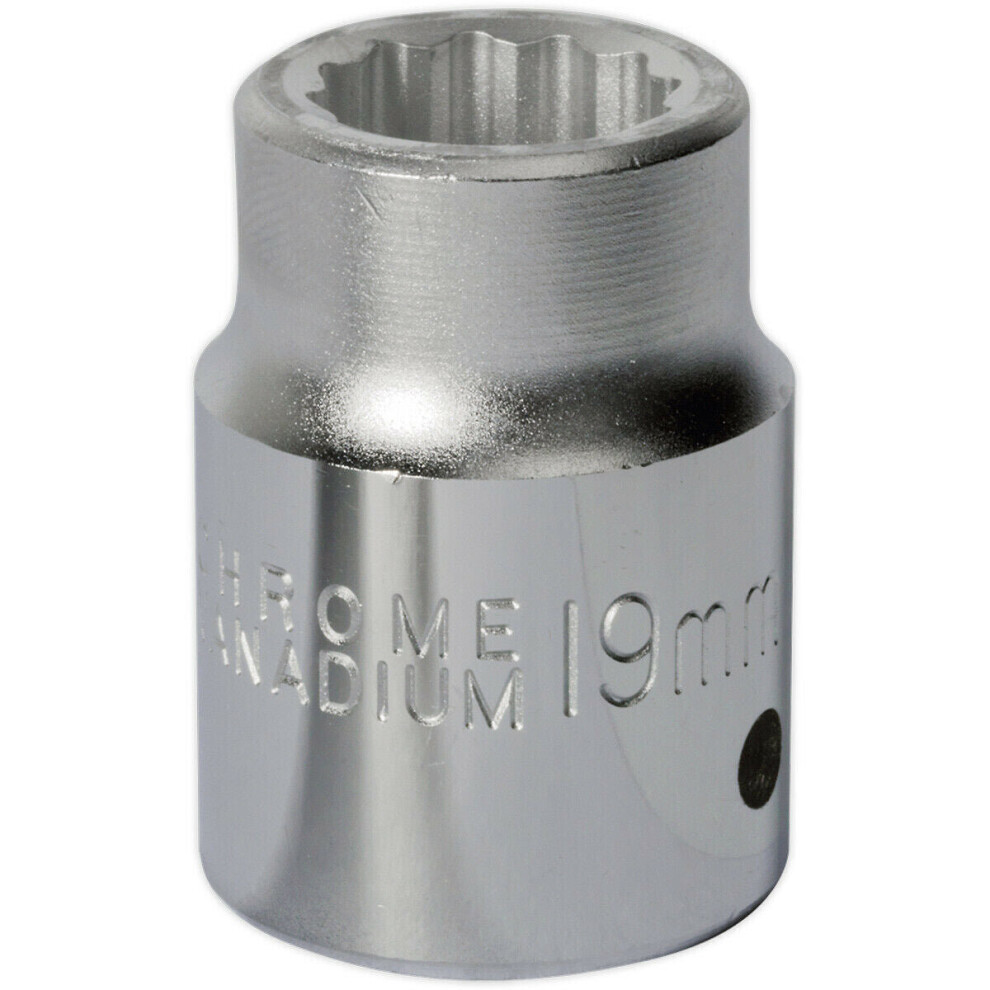 19mm Forged Steel Drive Socket - 3/4" Square Drive - Chrome Vanadium Socket