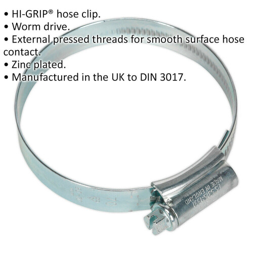 Loops 10 PACK Zinc Plated Hose Clip - 55 to 70mm Diameter - External Pressed Threads 1