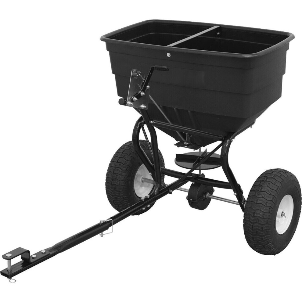 Tow Behind Broadcaster Spreader - 80kg Capacity Hopper - 360 Degree Spray