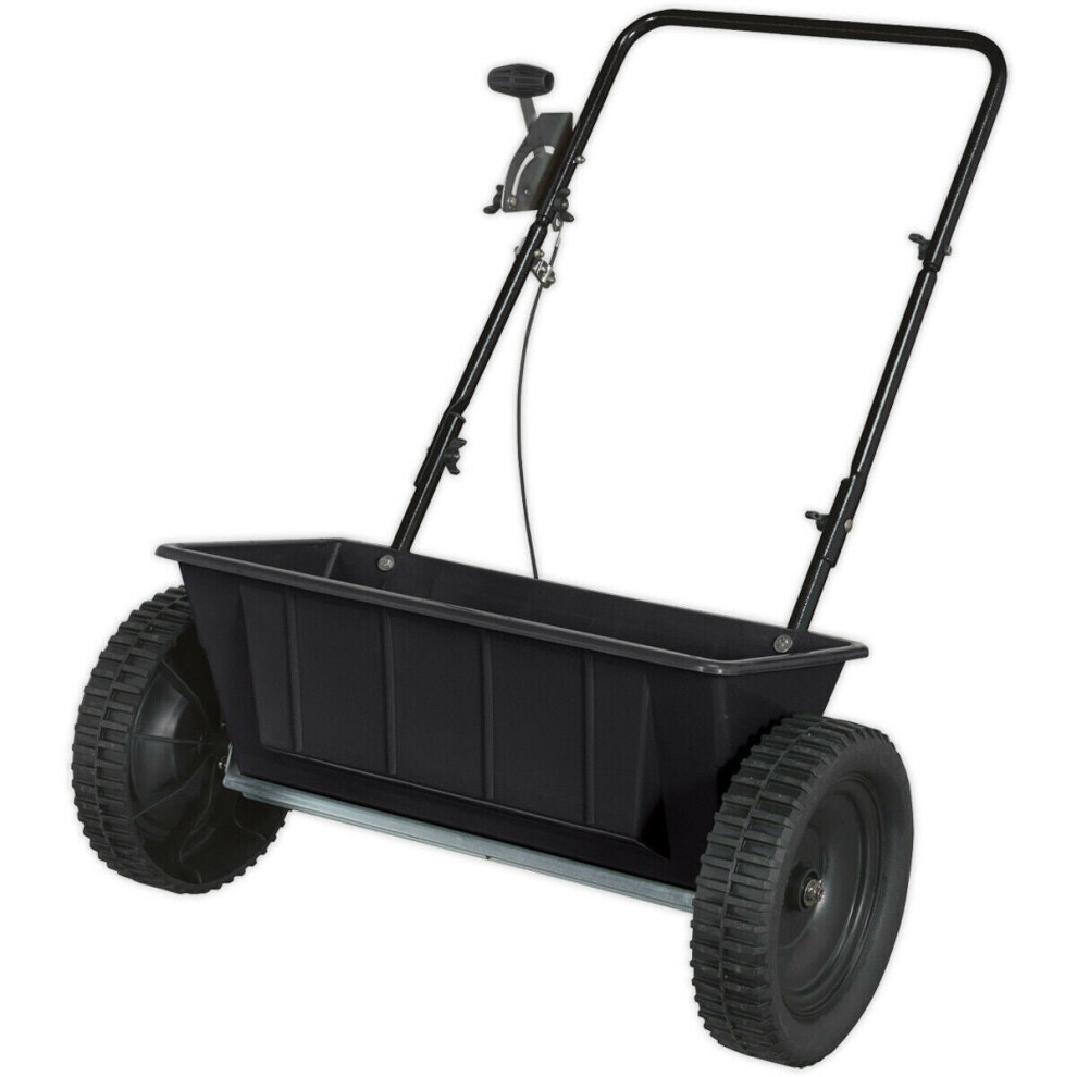 Walk Behind Drop Spreader - 27kg Capacity Hopper - Adjustable Feed System