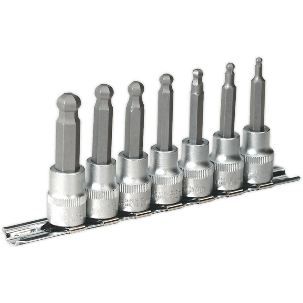 Loops 7 Pack Ball-End Hex Socket Bit Set - 3/8" Square Drive - 3Mm To 10Mm Long Allen