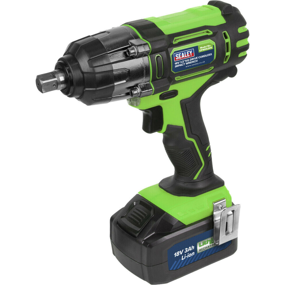 Loops Cordless Impact Wrench - 1/2" Sq Drive - 18V 3Ah Lithium-Ion Battery - High Vis