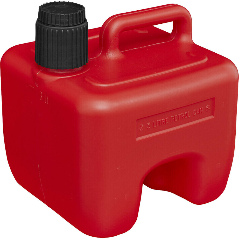 3L Stackable Plastic Fuel Can - Safety Screw Lock Cap - Flexible Spout - Red