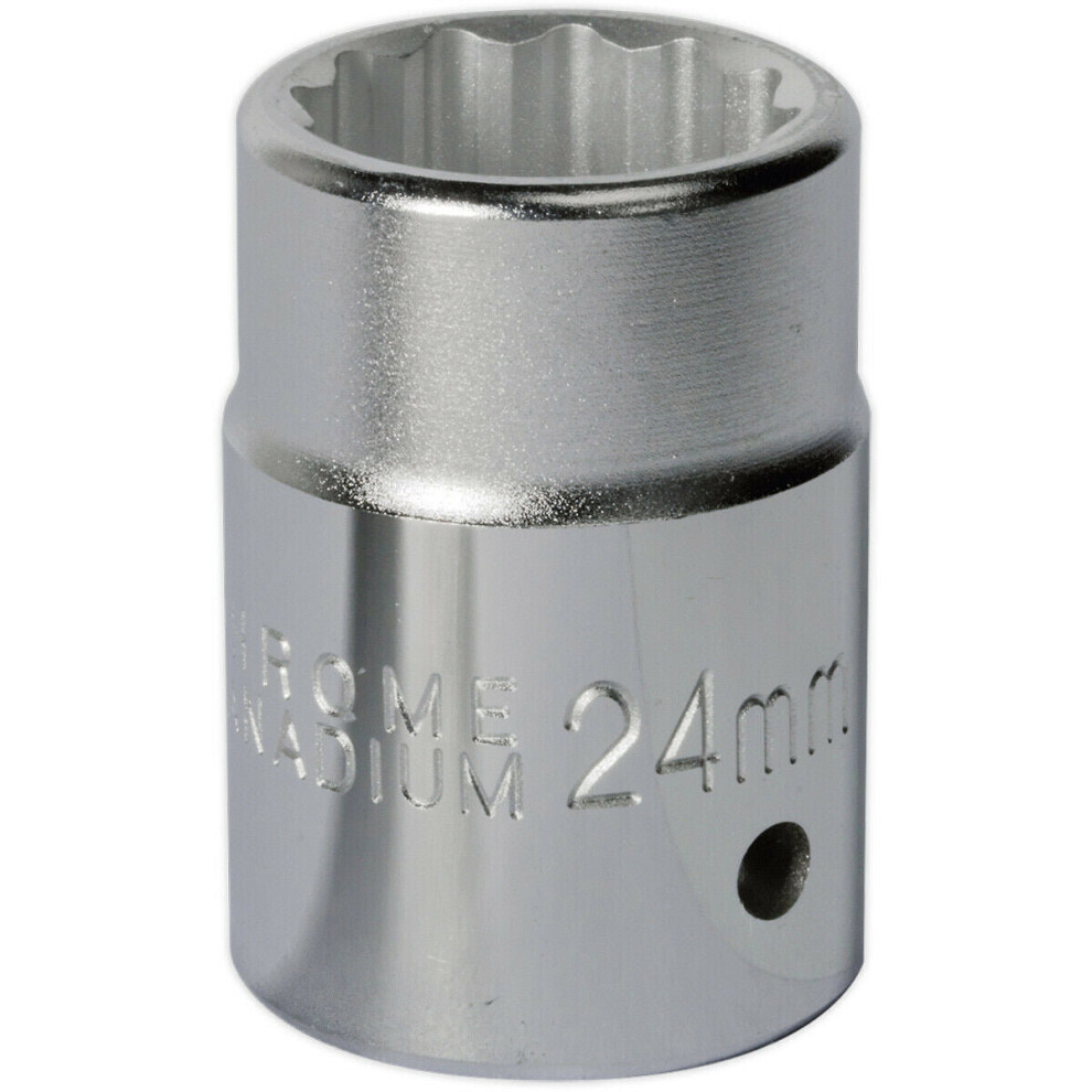 24mm Forged Steel Drive Socket - 3/4" Square Drive - Chrome Vanadium Socket