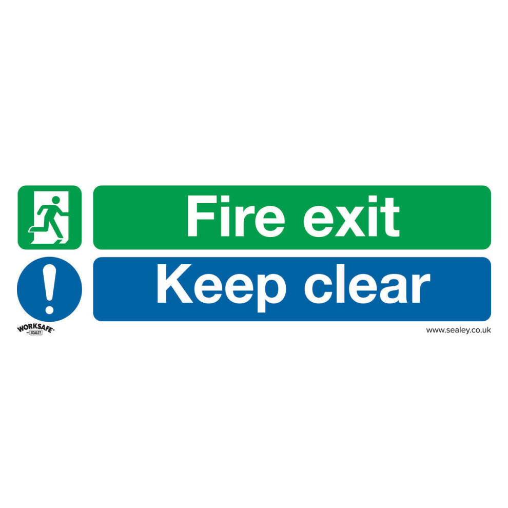 1x FIRE EXIT KEEP CLEAR Health & Safety Sign - Rigid Plastic 600 x 200mm Warning