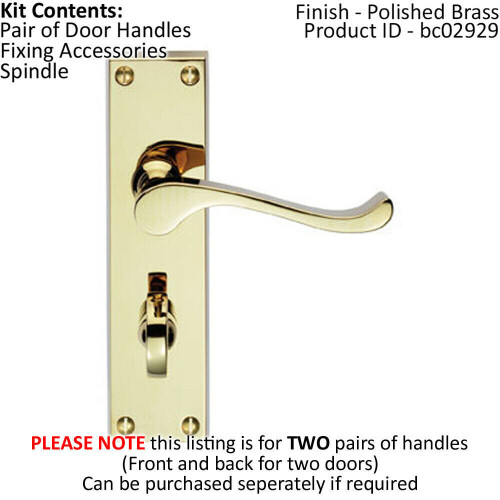 Loops 2x PAIR Victorian Scroll Handle on Bathroom Backplate 155 x 41mm Polished Brass 1