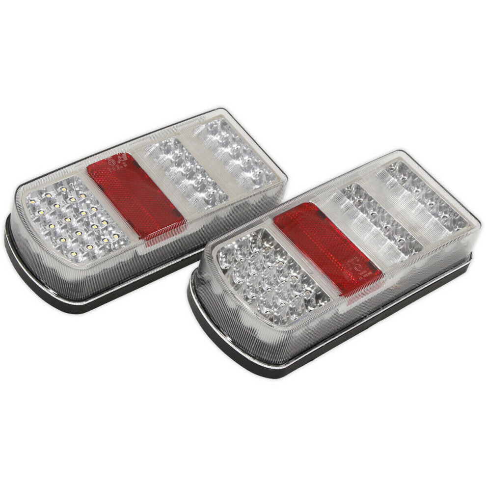 PAIR 12V LED Rear Rectangular Lamp Clusters - 6 Function SMD LED - Towing Light