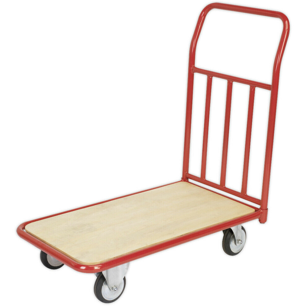 250kg Heavy Duty Platform Truck - Wooden Deck & Steel Bumper - 125mm Wheels