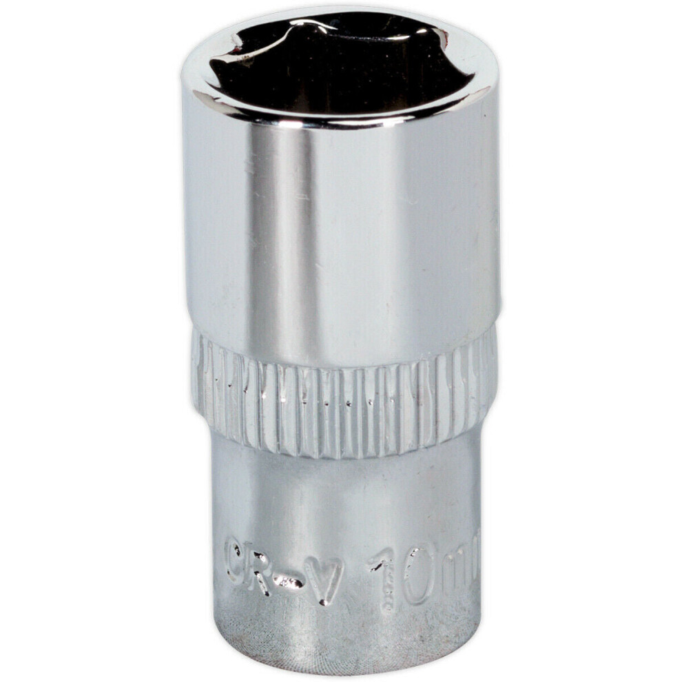 10Mm Forged Steel Drive Socket - 1/4" Square Drive - Polished Chrome Vanadium 5056581922953