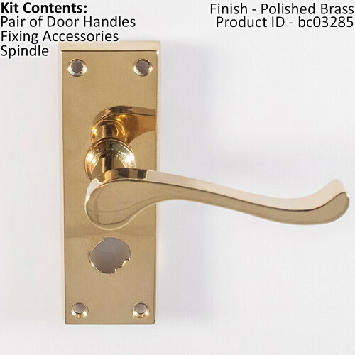 Loops PAIR Victorian Scroll Handle on Bathroom Backplate 120 x 41mm Polished Brass 1