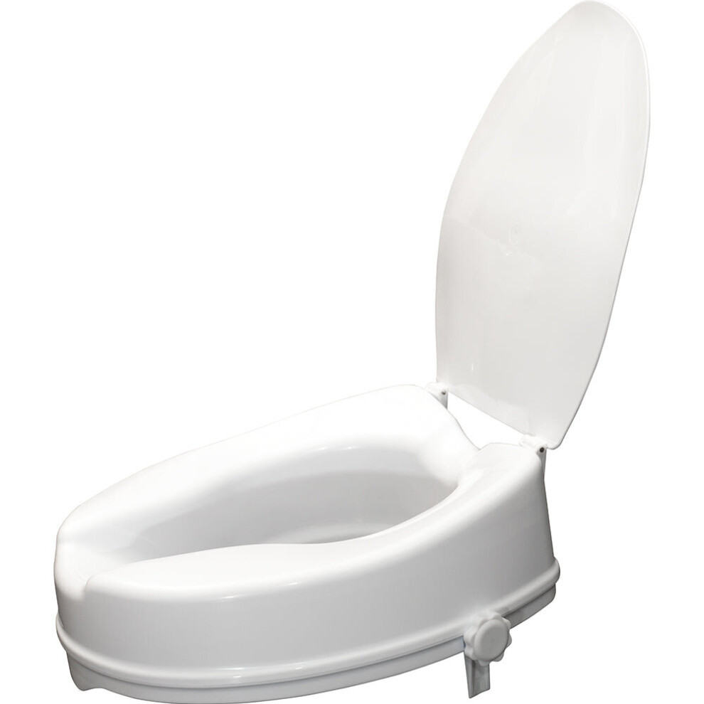 Aidapt Ergonomic Raised Plastic Toilet Seat With Lid - 4 Inch Height - Easy Install