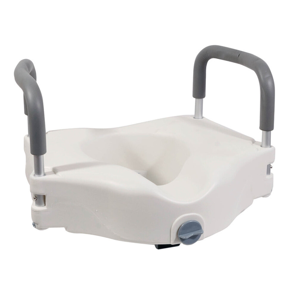 Aidapt Ergonomic Raised Plastic Toilet Seat With Arms - 6 Inch Height - Easy Install