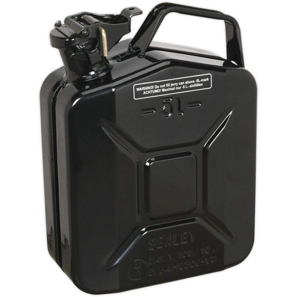 5 Litre Jerry Can - Leak-Proof Bayonet Closure - Fuel Resistant Lining - Black