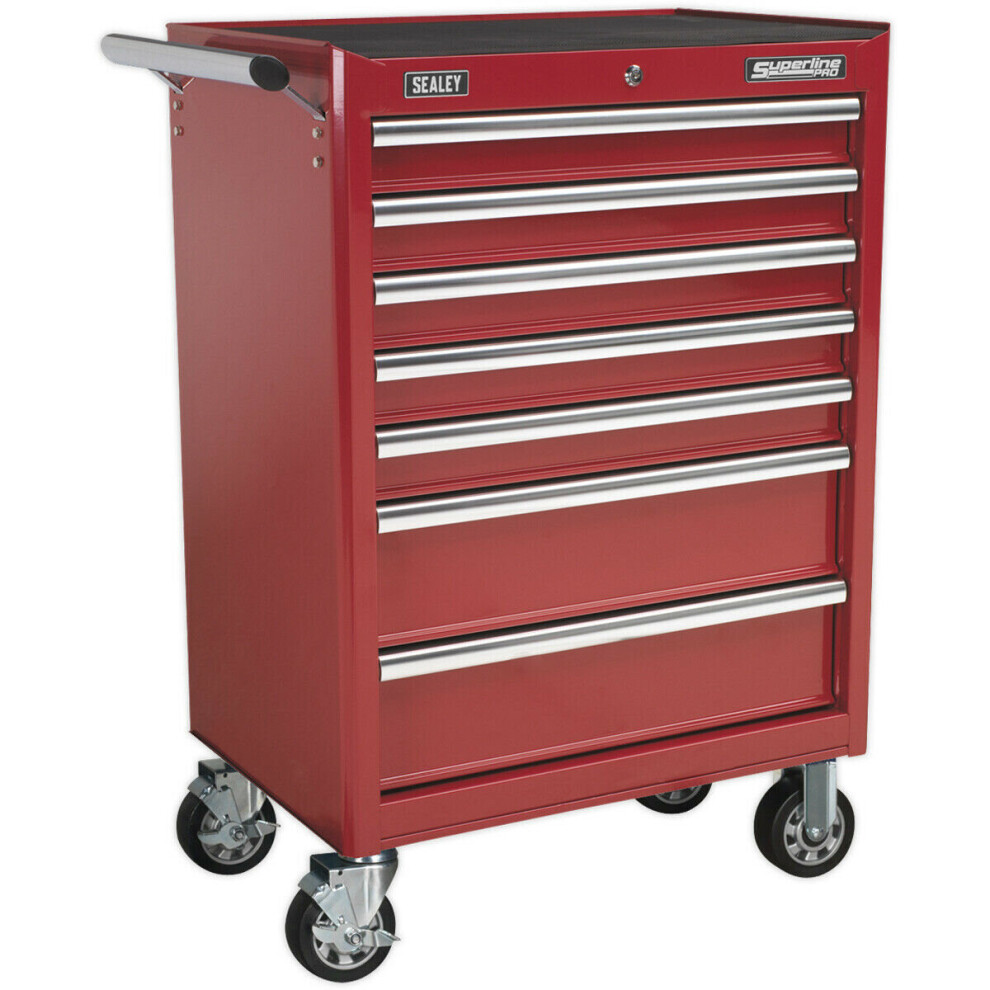 685 x 465 x 1005mm 7 Drawer RED Portable Tool Chest Mobile Locking Storage Box